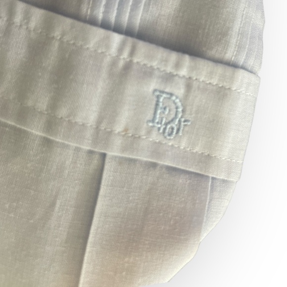 VTG Christian Dior Pale Blue Pleated Long Sleeve Guayabera Shirt Small - Picture 11 of 11